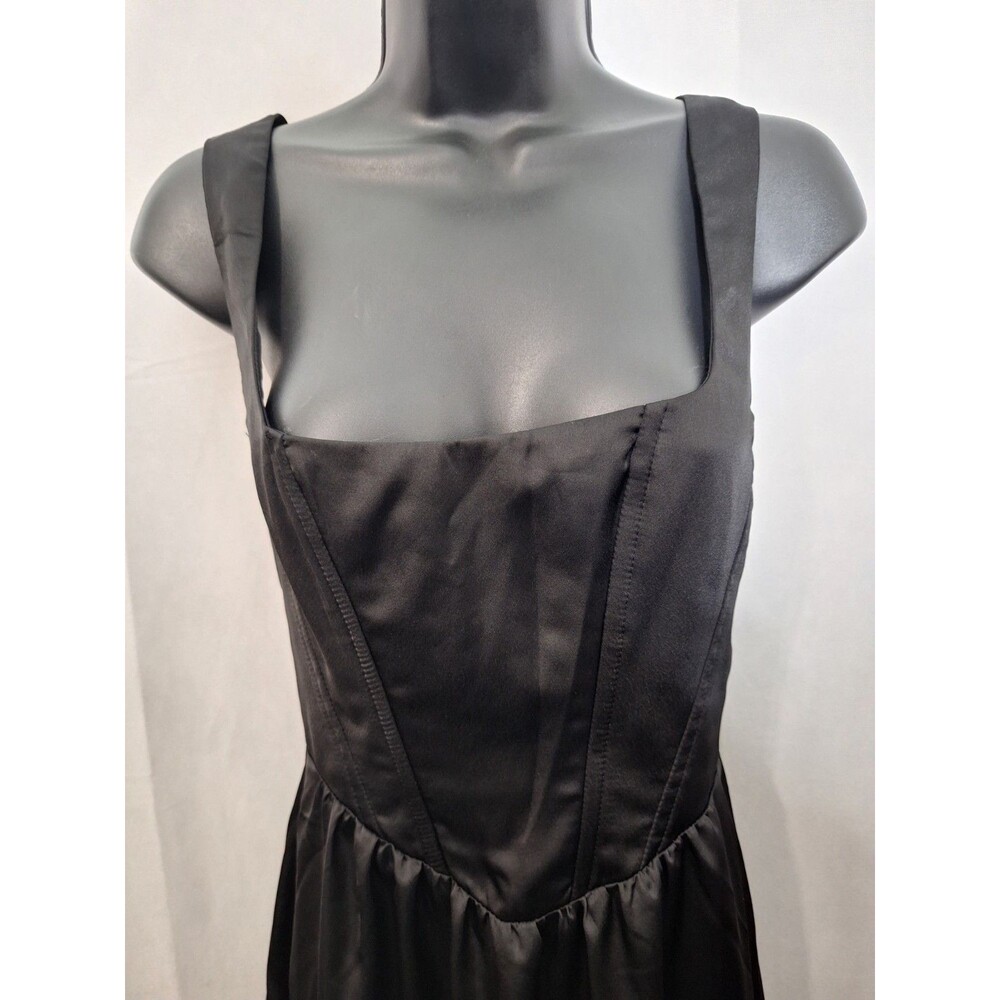 Show Me Your MuMu Nina Maxi Dress Sz Small Black Satin Elegant Wedding Formal - Picture 6 of 16